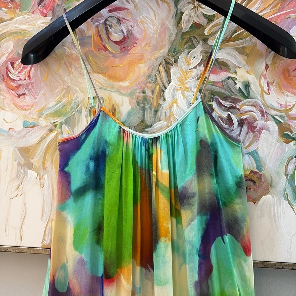Lavender Brown Maia Dress - Watercolor Print Maxi - Size XS - Picture 4 of 14
